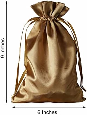 Супер БИНГО Украса за празника на 12 бр 6x9 Антични Златни Сатен Торбички за подаръци за Сватба парти Сувенири