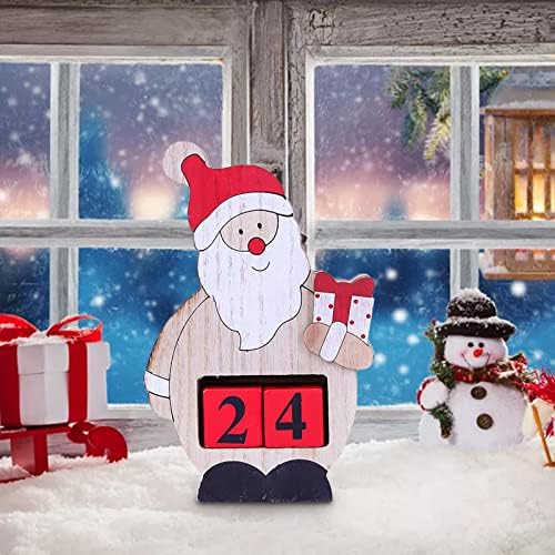 Страхотен Коледен Коледен Орнамент Адвент Календар за обратно броене на числа Квадратен Дървен Календар с Цифри Десктоп Украса за календара на Дядо Украса за ваши