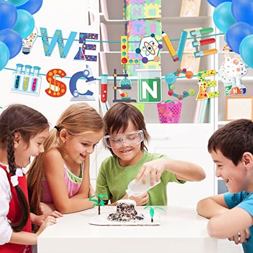 Ние Обичаме Научен Банер, Украса за Научна Партита, Банер на Научна Тема За Рожден Ден За Деца, Банер На Безумную