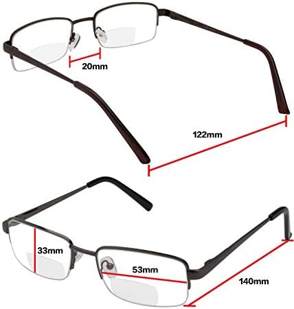 Очила за четене Yogo Vision, Комплект от 2 Бифокальных Метални точки в Половината на Рамки за четене, Качествени