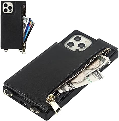 Чанта-портфейл Jaorty по рамото за iPhone 12 Pro / iPhone 12 с отделение за карти памет, Калъф-книжка с магнитна