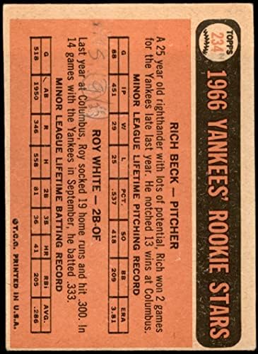 1966 Topps 234 Начинаещи Янкис Рой Уайт /Рич Бек на Ню Йорк Янкис (бейзболна картичка) PHAIR Янкис