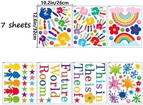 Вдъхновяващи цветни Стикери За Стена, Пръски Боя, Отпечатък на Ръцете си, с Преливащи се цветове Стикери за Стена за Класната Стая, Детски Стаи, Декориране на Детски