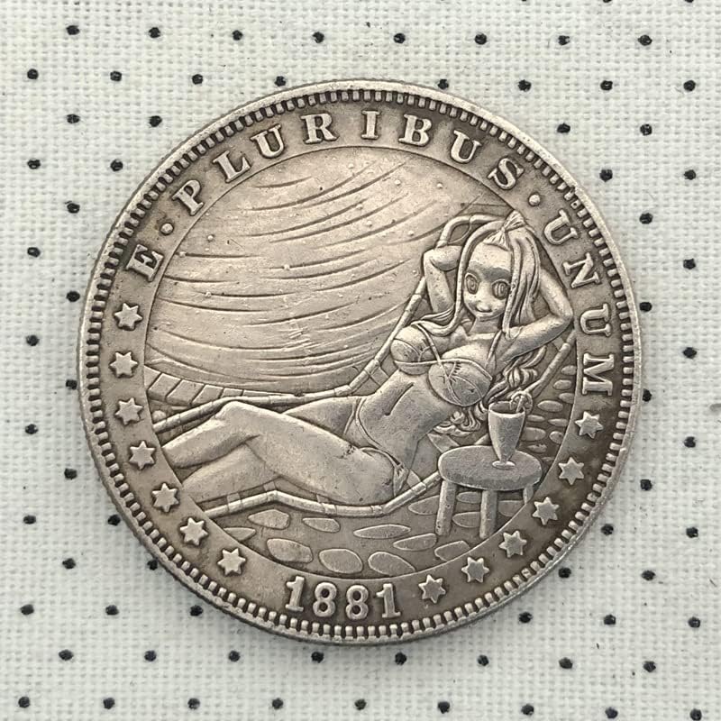 QINGFENG 38 ММ Антични Сребро Доларова Монета Американски Морган Скитник Монета 1881CC Занаят 146