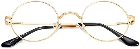 EYLRIM Кръгли Очила с Блокиране на Синя Светлина за Жените И Мъжете, Кръгли Прозрачни Лещи В Метални Рамки,
