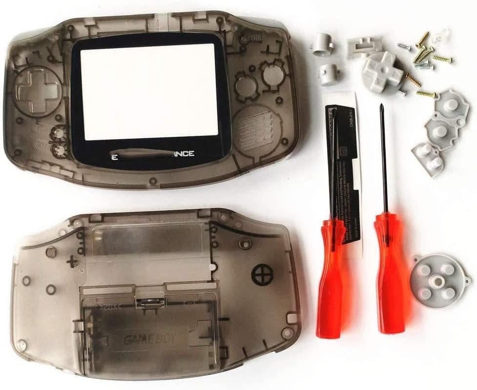 Пълно Тяло Калъф-панел с Бутони, Винтове, Гумени Облицовки, Инструменти за Ремонт на Gameboy Advance GBA (Прозрачен