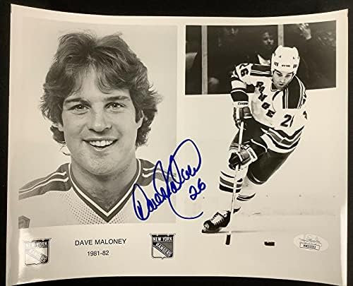 Снимка с автограф на Дейв Мэлони 8x10 Хокей 1981 Ню Йорк Рейнджърс Промо Снимка Auto JSA - Снимки на НХЛ С автограф