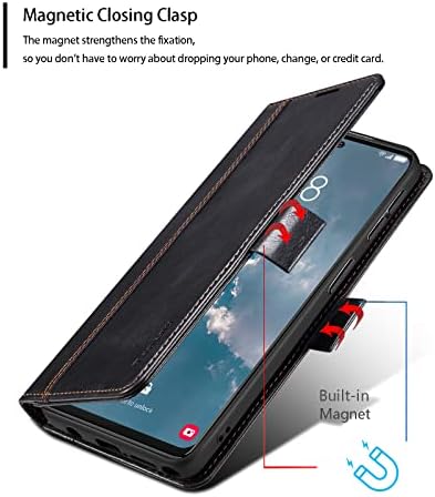 Флип калъф HAII за Galaxy S23 5G 2023, Кожен калъф-портфейл с панти капак, отделение за кредитни карти с RFID