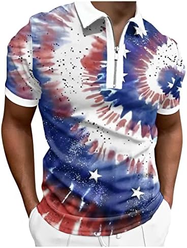 Мъжки ризи Поло с Флага на САЩ, Патриотични Фланелки на 4 юли, Летен Ежедневни Ризи с Къси Ръкави, Реколта Спортни