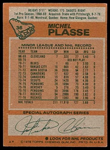1978 Topps 36 Мишел Плассе Колорадо в Скалистите планини-Хокей на лед (Хокей на карта) VG Rockies-Хокей на
