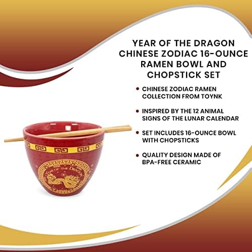 Керамичен комплект Бум Trendz Година на Дракона на Китайския Зодиак | Включва Купа за юфка Ramen с тегло 16