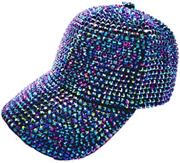 Бляскава шапки Bestee Brands - бейзболна шапка с Блестящи кристали, напълно Изпъстрени с кристали (Тъмно лилаво)