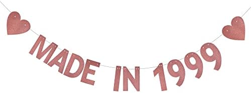 XIAOLUOLY Банер с пайети от Розово Злато, Предварително Натянутый, Забавни Декорации За партита по повод 24-ти рожден Ден, Надписи, Направени През 1999 г.