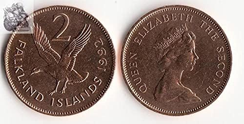 Американски Нови Фолкландските Острови Монета в 2 Пени 1992 година на издаване Подарък Колекция от Чужди монети