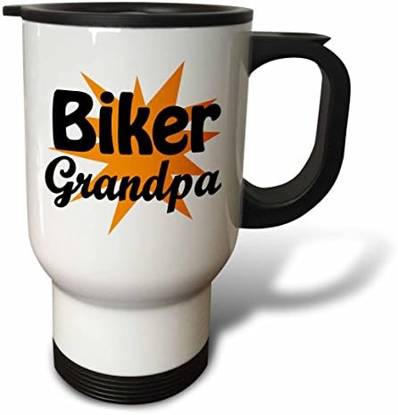 3dRose Biker Grandpa, Портокал, Чаша за пътуване, 14 Грама, Неръждаема стомана
