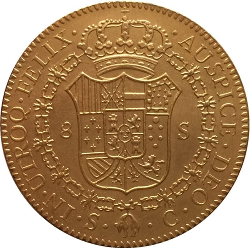 1786 Испански Монети, Позлатени Медни Антични Монети Събиране На Монети Занаяти Могат Да Взривят