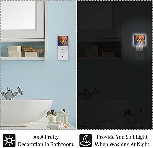 2 Опаковки Led нощна светлина с Автоматично захранване/выключением, Цветни Кученце е Идеално за спални, баня,