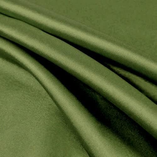 Маслинено-зелен плат от изкуствена коприна с минимална разтегливост Charmeuse Сатен, двор - 10017