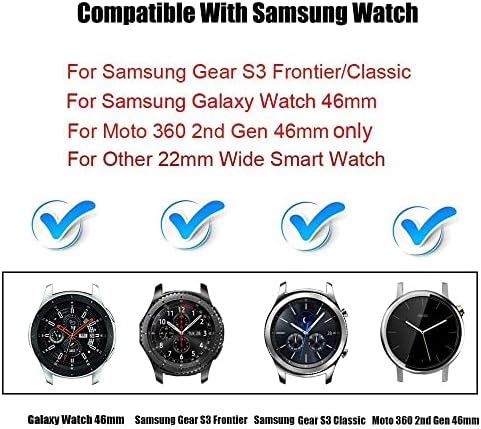 Съвместим Samsung Gear S3 Frontier /Samsung Galaxy Watch 46 мм Въжета, 22 мм Силиконов Дишащ Взаимозаменяеми