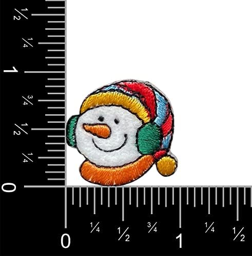 Мини-Коледен Снежен човек В Слушалките, Бродирани Желязо на Заплатке