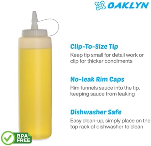 Пластмасови бутилки за подправки Oaklyn (3 бр.) с обем 24 грама с закручивающимися капаци - дозатори за кетчуп,