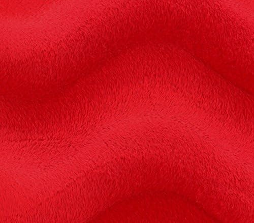 Плат Velboa от изкуствена вълнисто кожа червен на цвят / ширина 60 см / Продава се двор