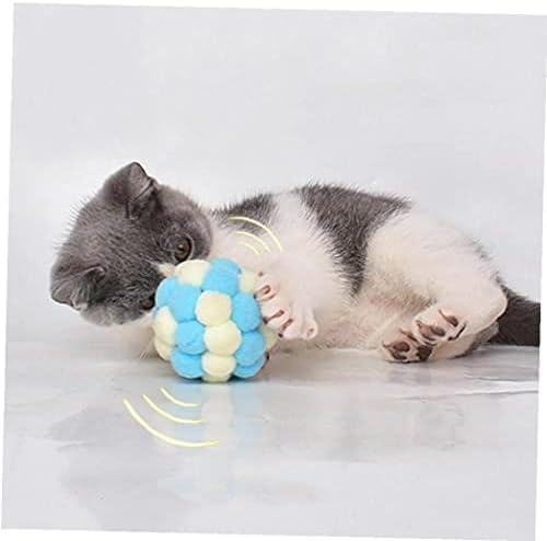 Топки с pom-помераните Froiny Cat 3 бр. Цветни Плюшени и Надуваеми топки за Домашни Любимци с Камбана, Интерактивни