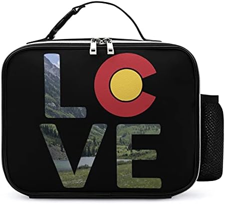 Love Colorado Чанта За Обяд Подвижна Кожена Кутия С Дръжка За Приготвяне На Храна Титуляр За Многократна Употреба