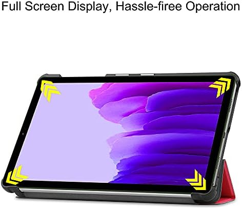Калъф Kepuch Custer за Samsung Galaxy Tab A7 Lite 8,7 T220 T225, ултра-тънък твърд калъф от изкуствена кожа за Samsung Galaxy Tab A7 Lite 8,7 T220 T225 - Червен