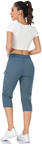 Туристически панталони за жени, Леки Външни Капри-карго за спорт в разговорния стил, с Быстросохнущими джобове с цип UPF 50