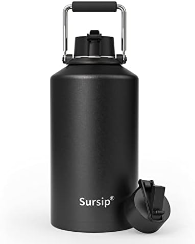Изолиран Стомна за вода Sursip обем 128 грама със сламен капак, Голяма Вакуумно бутилка за вода с двойни стени