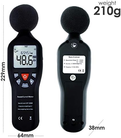 Уреда е Компактен Професионален Измерител на нивото на звука с подсветка на дисплея с Висока точност за измерване
