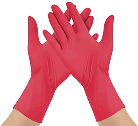 100ШТ Ръкавици за Еднократна употреба Розово-Червени Ръкавици Без Прах За Почистване на Домакински/Градинарство/Миене