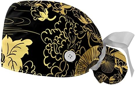 Yidax 2 Бр. Работна Шапчица с Веерным цвете Unbrella Копчета и Лента Завязкой за дълга Коса