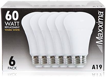 Maxxima LED A19-800 Лумена, което е равно на 60 W, Лампа топъл бял цвят (2700K), 10 W (опаковка от 6 броя)
