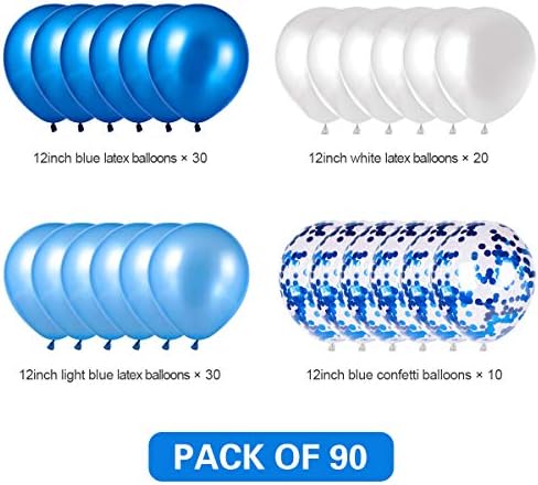 Сини и Бели балони, на Сини Балони с Конфети, Бели балони, Общо 90 бр, Латекс Вечерни Балони за моминско парти,