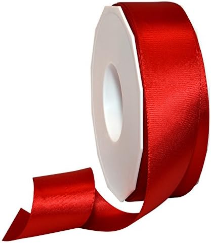 Morex Ribbon 08838/50-250 Двустранен Сатен лента от полиестер, 1 1/2 инча на 50 Ярда, червена