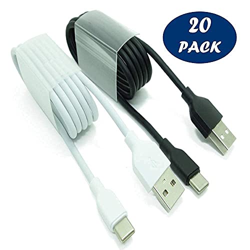Кабел USB Type C, за бързо зареждане [20 опаковки с дължина 3,3 фута], кабел за маса зареждане TekSonic USB-A-USB-C
