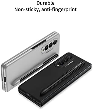 Калъф SHIEID Samsung Fold 3 с притежателя на S Pen, Тънък калъф PC Fold 3 с притежателя на химикалки, Ултратънък калъф за Samsung Galaxy Z Fold 3 5G, елегантен сребрист