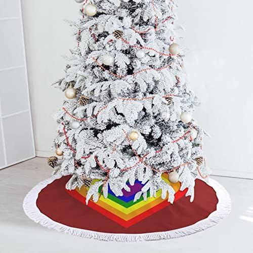 ЛГБТ Преливащи Сърцето Коледно Дърво Мат Пола Дърво Базовата Кутията с Пискюли за Празнични Партита, Коледни