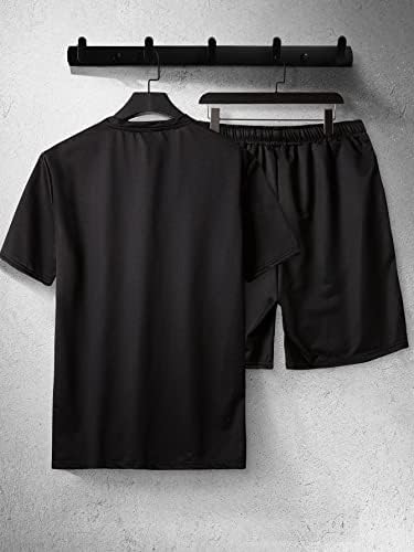 GORGLITTER/ Мъжки Къси Комплекти от 2 теми, Облекло, тениски с надпис и Заплатками с Къс ръкав, къси Панталони