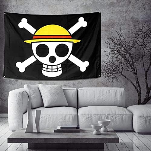 FOTNDS 3x5 фута (90x150 см) OP Пиратски Флаг Аниме, Стенен Интериор за Дневната и спалнята