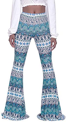 Дамски Разкроена Панталони-Клеш в Етнически стил, с висока Талия и Цветя Модел Пейсли За Йога, Разкроена Гамаши