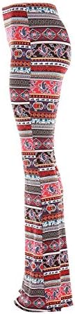 Дамски Разкроена Панталони-Клеш в Етнически стил, с висока Талия и Цветя Модел Пейсли За Йога, Разкроена Гамаши