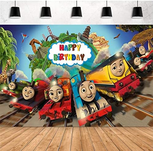 Украса за парти в чест на рождения Ден на влака Томас, на Фона на Фотосесия Томас за приятелите на влак, на