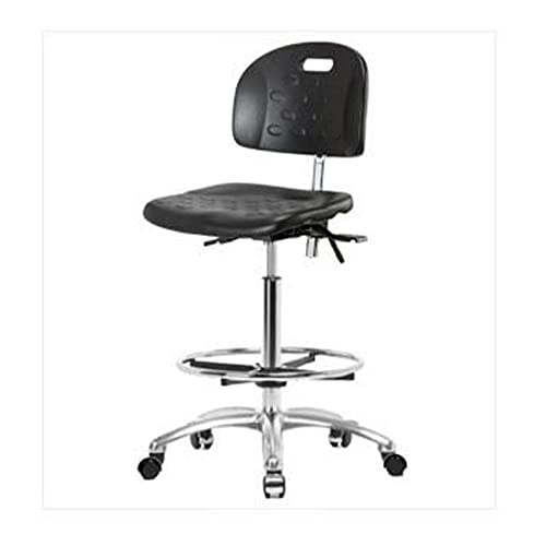 Thomas ECOM CLR-HPHBCH-CR-T1-A0-CF-CC Полиуретан, стол за промишлени чисти стаи, надморска височина с Хромирано основание, с наклон, хромирано ринг за краката, Хромирани колела Без ?