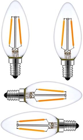Елегантен 2-Ваттная led лампа с нажежаема жичка E12, Канделябр с регулируема яркост, по-Топъл Бял Торпедообразный