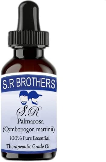 S. R Brothers PALMAROSA (Cymbopogon Martinii) Чисто и Натурално Етерично масло Терапевтичен клас с Капкомер