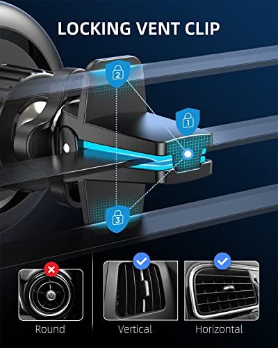 SUCTEASY е Подходящ за автомобили закрепване MagSafe за притежателя на iPhone [Автоматично усвояването] Електрическо планина за телефон за отдушник на автомобила, монтиране
