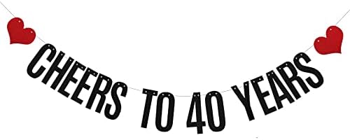 XIAOLUOLY Черен Банер с Надпис Ура 40 години, с Пайети, Предварително Натянутый, Украса за Партита на 40-тия